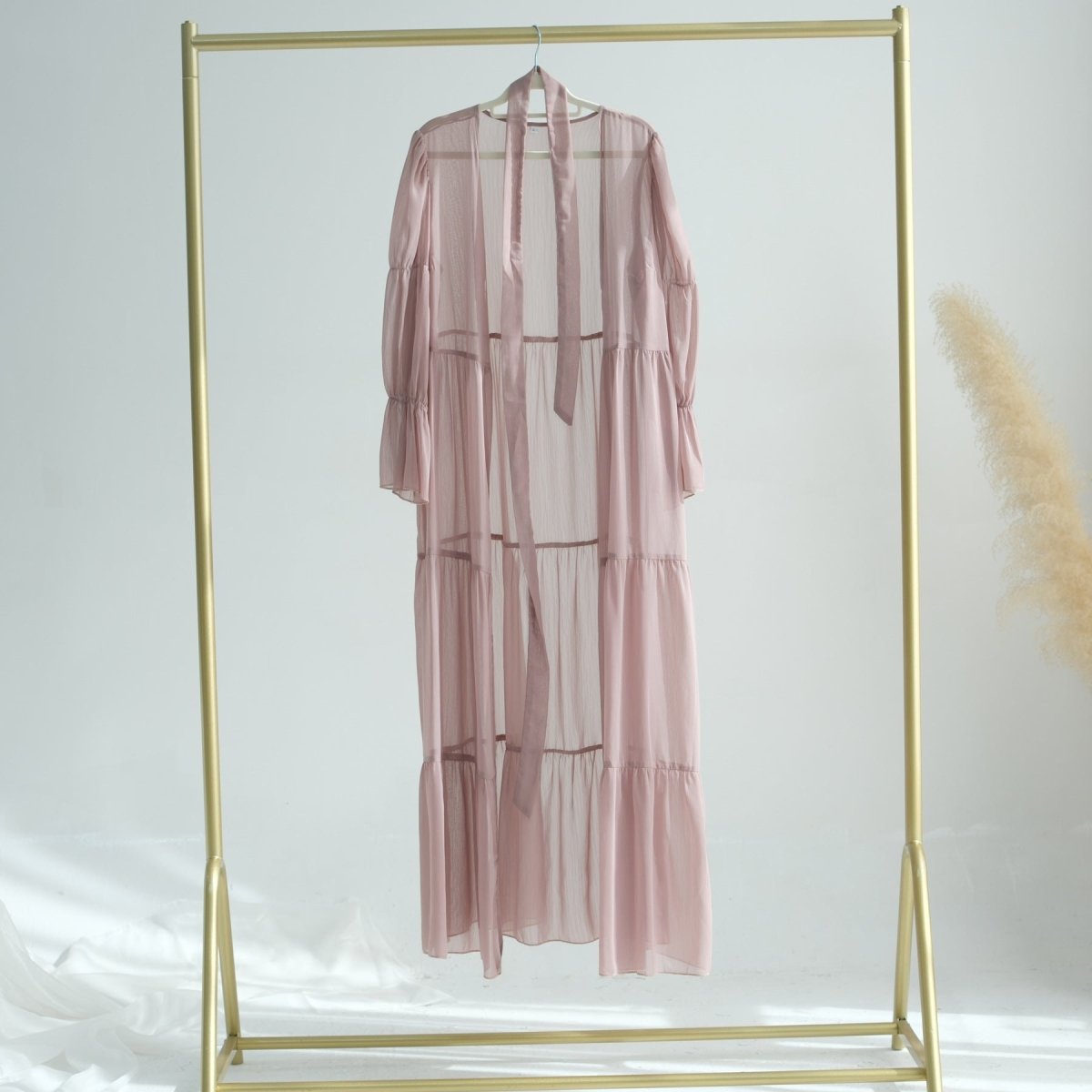 Elegant Chiffon Wrinkle Abaya | Three-Piece Set Modest Muslim Chiffon Abaya (MOA155)