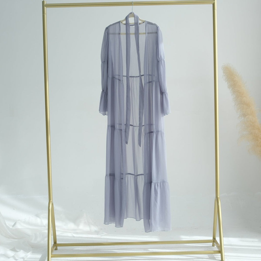 Elegant Chiffon Wrinkle Abaya | Three-Piece Set Modest Muslim Chiffon Abaya (MOA155)
