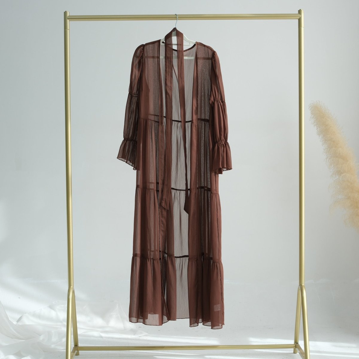 Elegant Chiffon Wrinkle Abaya | Three-Piece Set Modest Muslim Chiffon Abaya (MOA155)