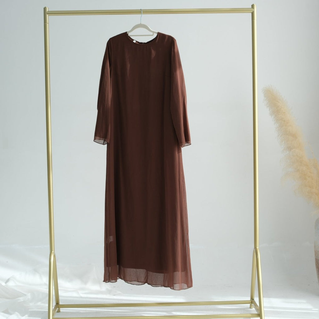 Elegant Chiffon Wrinkle Abaya | Three-Piece Set Modest Muslim Chiffon Abaya (MOA155)