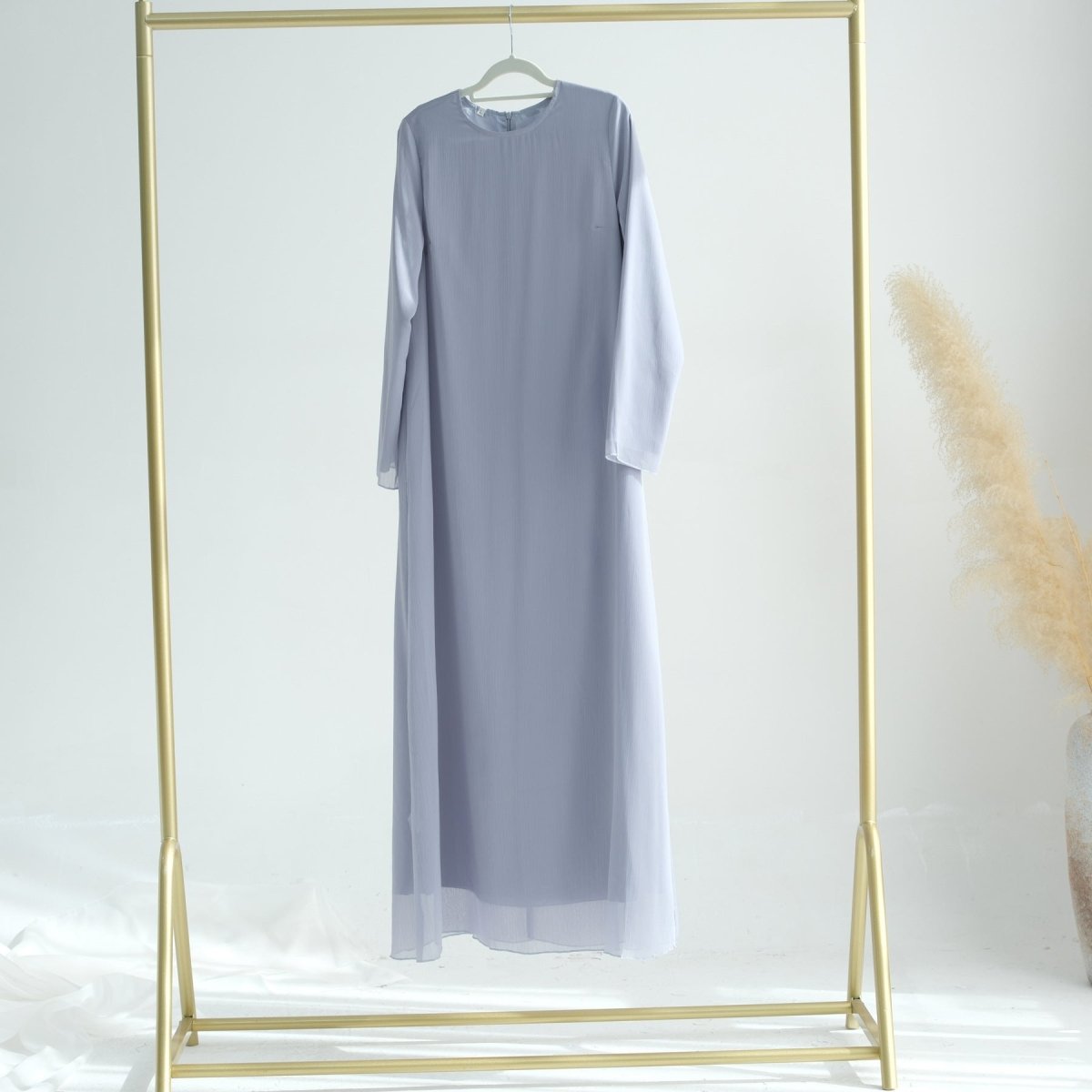Elegant Chiffon Wrinkle Abaya | Three-Piece Set Modest Muslim Chiffon Abaya (MOA155)