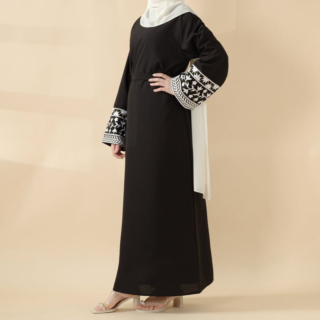 Elegant Cocoon-Cut Pullover Dress | 2-Piece Set Embroidered Abaya (MA145)
