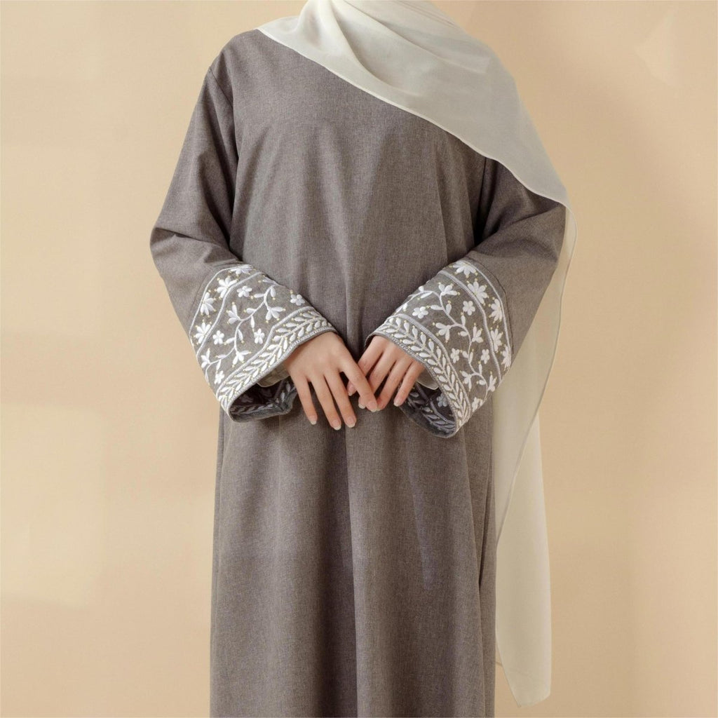 Elegant Cocoon-Cut Pullover Dress | 2-Piece Set Embroidered Abaya (MA145)