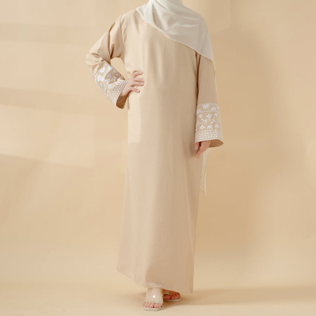 Elegant Cocoon-Cut Pullover Dress | 2-Piece Set Embroidered Abaya (MA145)