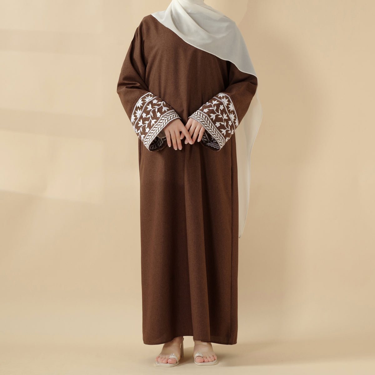 Elegant Cocoon-Cut Pullover Dress | 2-Piece Set Embroidered Abaya (MA145)