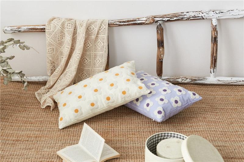 Elegant Cotton Floral Printed Pillow Cases Pillow Cover Canvas Embroidery Cushion Cover Home Decor Yellow Flowers Pillow Case Soft Luxury Style