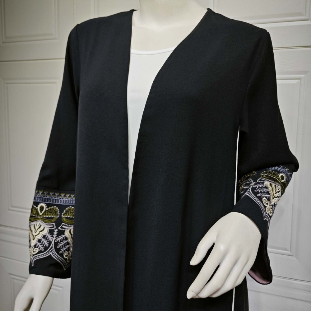 Elegant  Embroidered Temperament Open Abaya (MOA062)