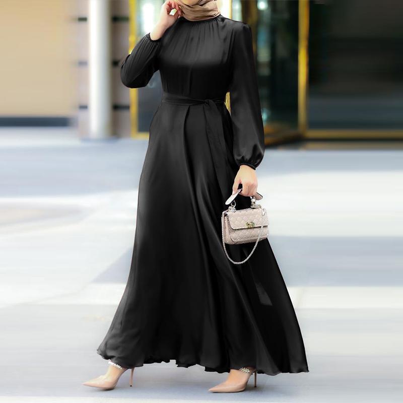 Elegant Faux Silk Abaya | Round Neck Abaya  (MA148)