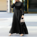 Elegant Faux Silk Abaya | Round Neck Abaya  (MA148)