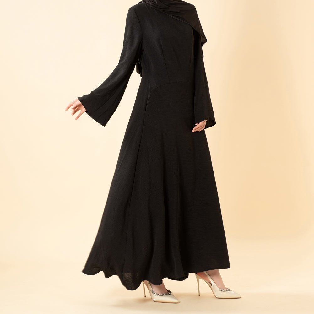 Elegant Flow Crepe Pocket Abaya Dress(MA432)