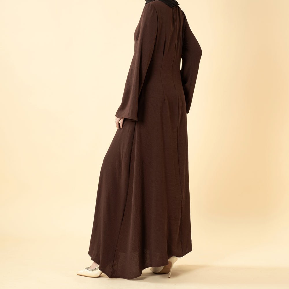 Elegant Flow Crepe Pocket Abaya Dress(MA432)