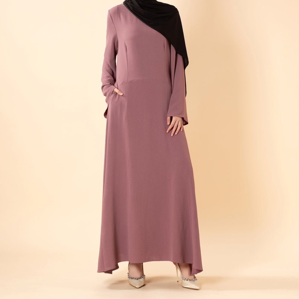 Elegant Flow Crepe Pocket Abaya Dress(MA432)