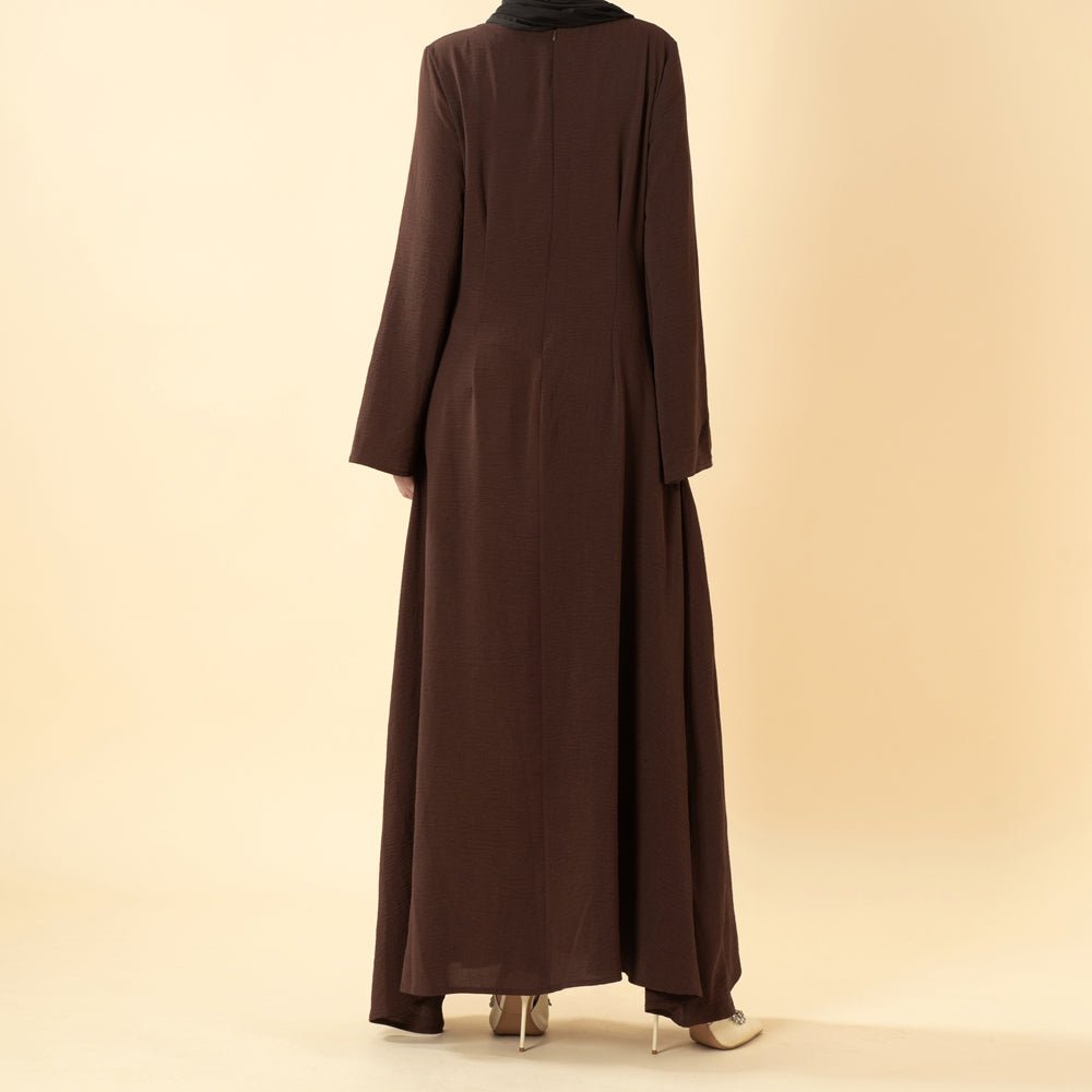 Elegant Flow Crepe Pocket Abaya Dress(MA432)