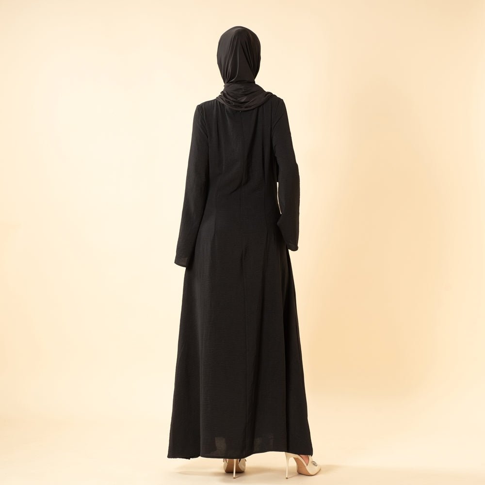 Elegant Flow Crepe Pocket Abaya Dress(MA432)