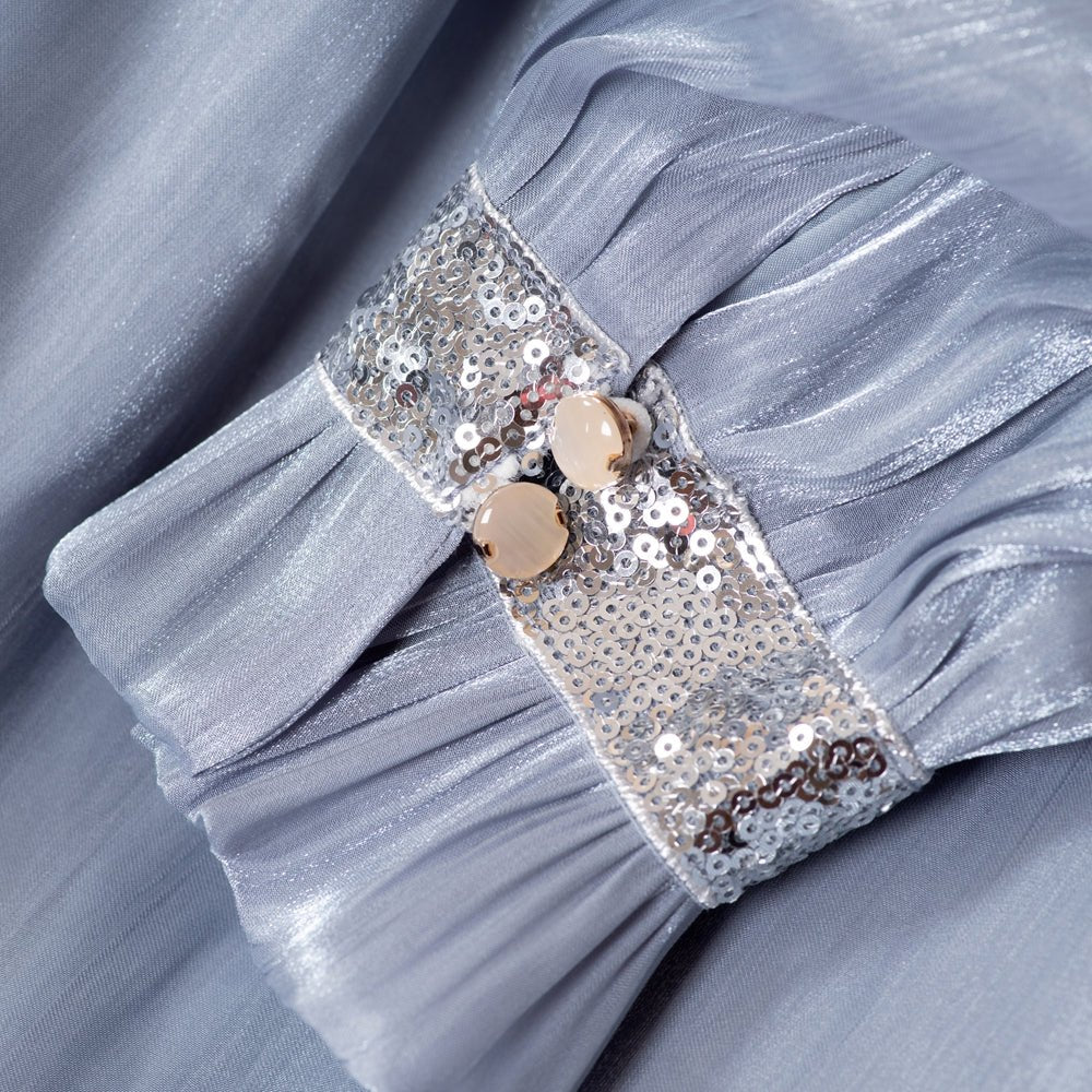 Elegant Glossy Flower Cuff Sequinned Abaya |  Glossy Abaya With Sequins (MA140)