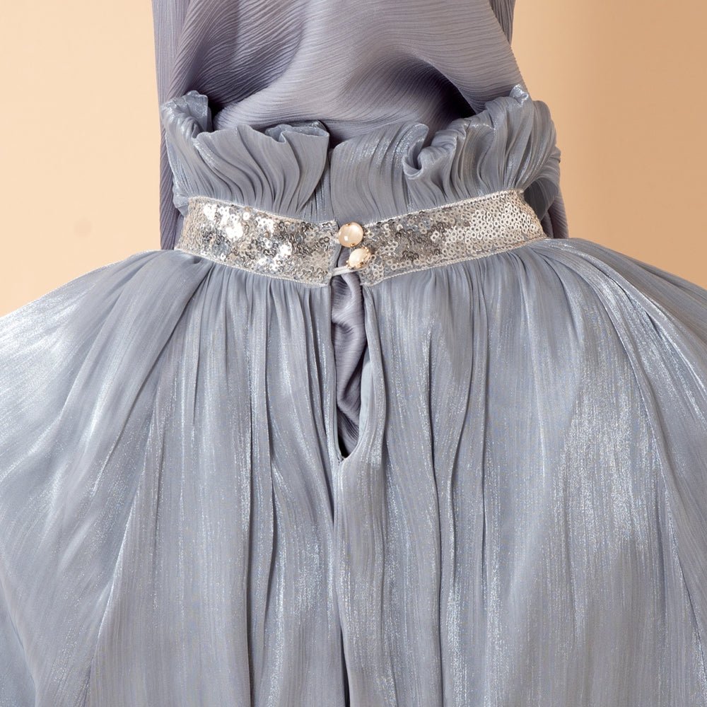 Elegant Glossy Flower Cuff Sequinned Abaya |  Glossy Abaya With Sequins (MA140)