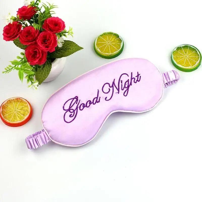 Elegant Good Night Soft Eye Masks Cute Design Eye Cover Sleeping Blindfold Women Eye Cover Full Night's Sleep Travel Portable Lightweight Eye Mask