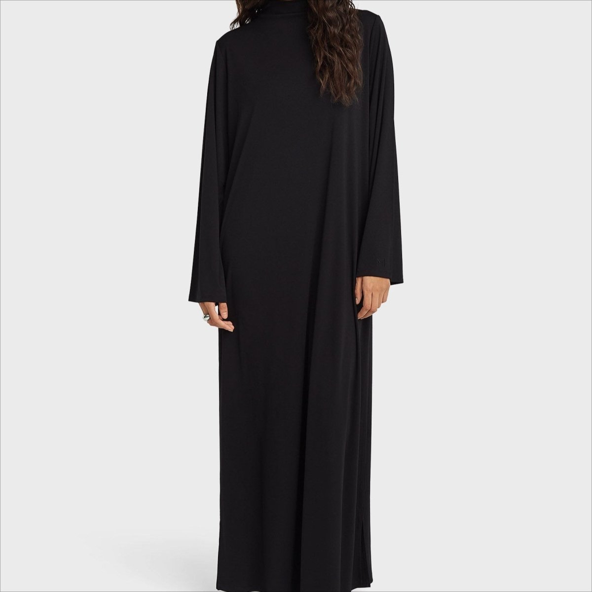 Elegant Half-Turtleneck Pullover Maxi Dress | Loose Fit Solid Color Dress with Hidden Pockets(MA313)