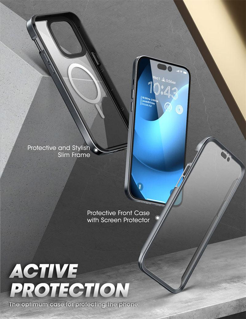 Elegant iPhone 14 Pro Max Case 6.7" Strong Edges Slim Frame Clear Protective Case with Built-in Screen Protector Compatible Shockproof Thin Clear Case Luxury Case For Smartphone