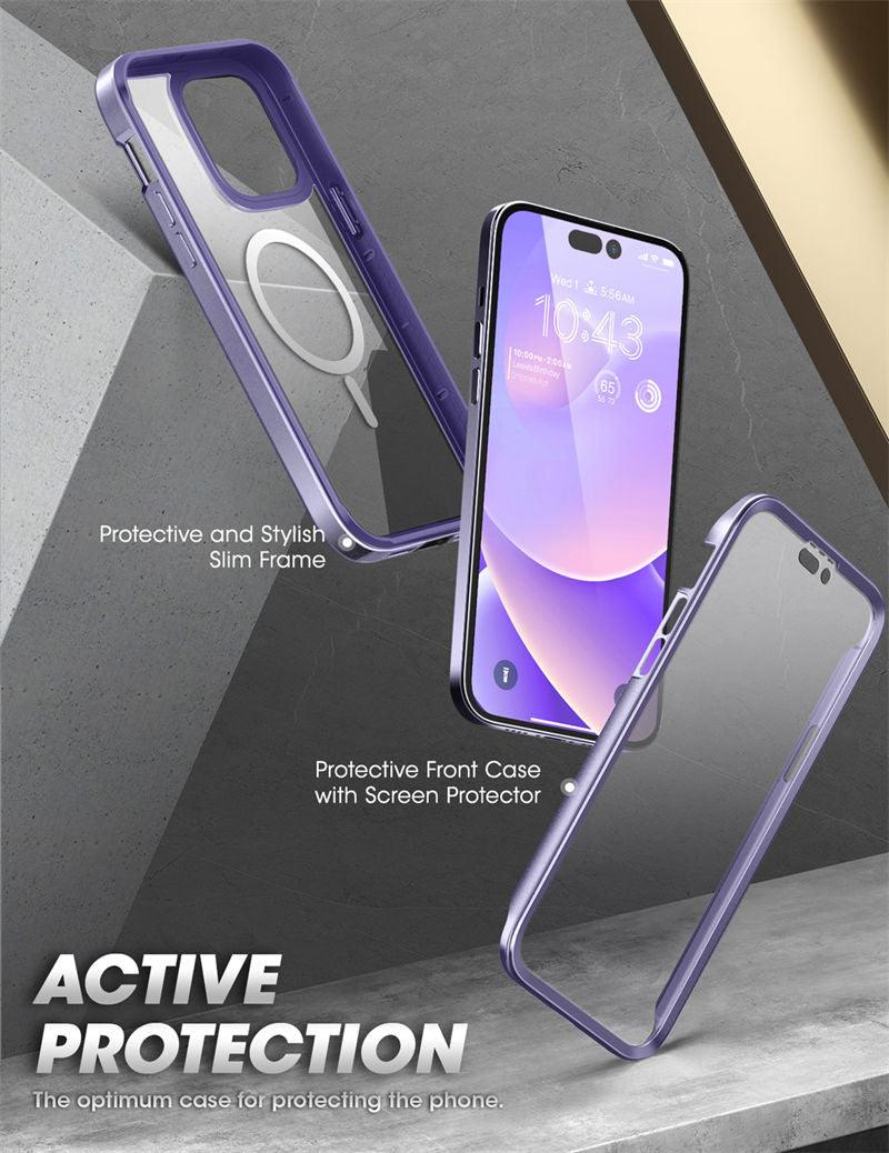 Elegant iPhone 14 Pro Max Case 6.7" Strong Edges Slim Frame Clear Protective Case with Built-in Screen Protector Compatible Shockproof Thin Clear Case Luxury Case For Smartphone