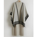 Elegant Knit Shawl & Half-Turtleneck Maxi Dress Set | Two-Piece Modest Outfit(MS117)