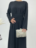 Elegant Lace-Up Ice Crape Abaya Evening Gown(MA160)