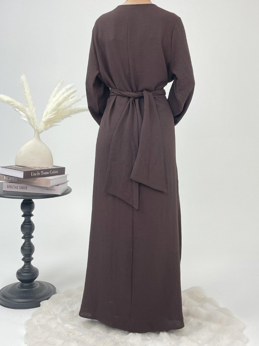 Elegant Lace-Up Ice Crape Abaya Evening Gown(MA160)