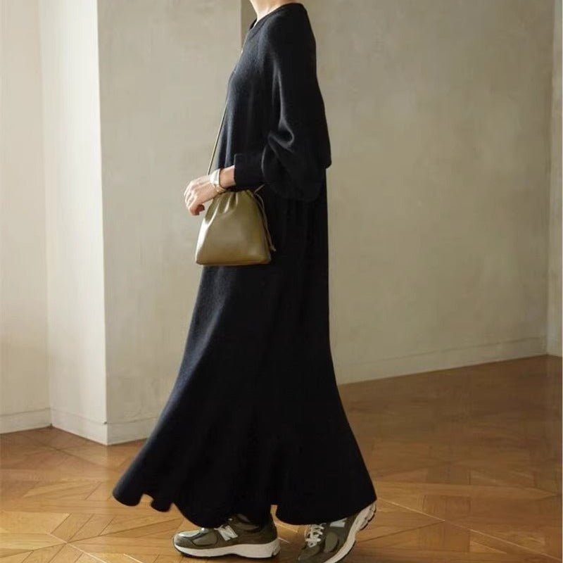 Elegant Lantern Sleeve Mermaid Maxi Dress | Loose Fit Long Sleeve Dress(MS154)
