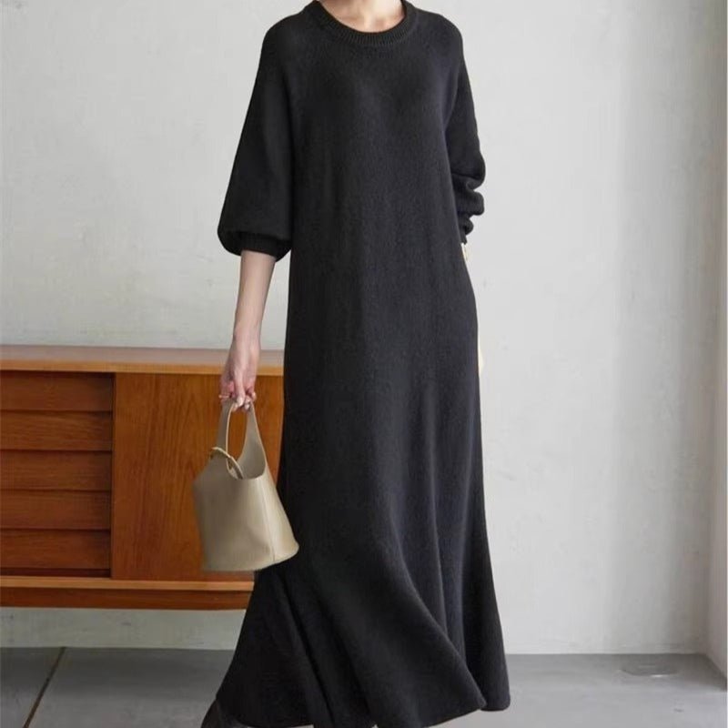 Elegant Lantern Sleeve Mermaid Maxi Dress | Loose Fit Long Sleeve Dress(MS154)