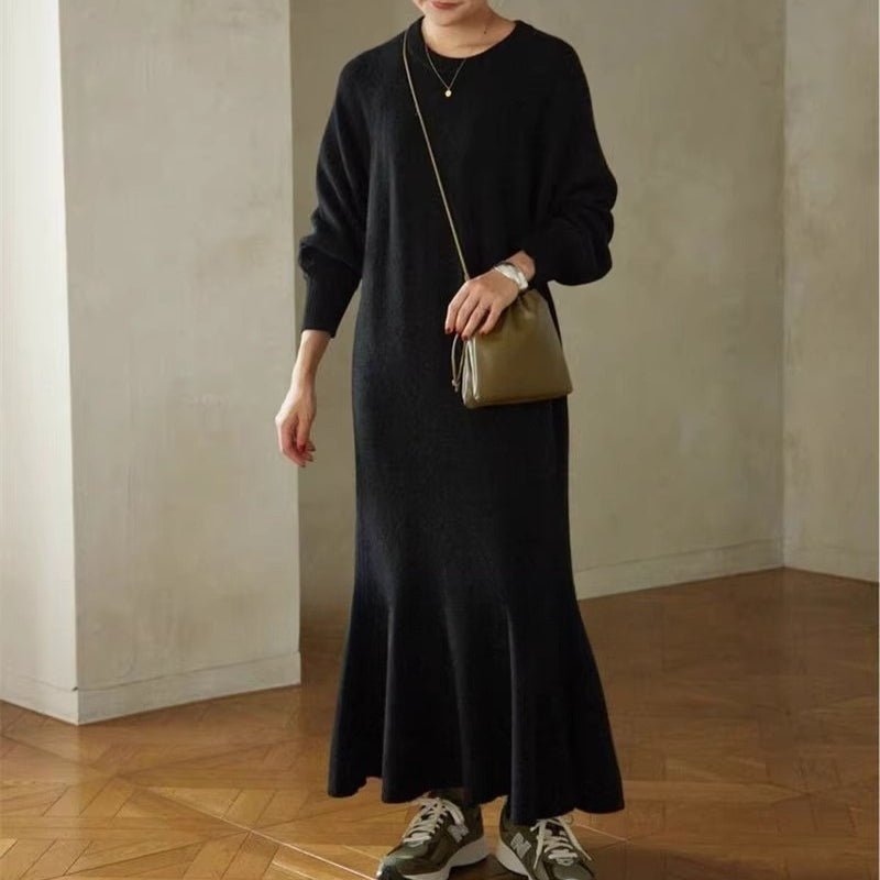 Elegant Lantern Sleeve Mermaid Maxi Dress | Loose Fit Long Sleeve Dress(MS154)