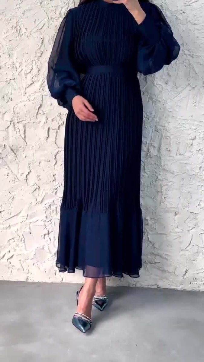 Elegant Lightweight Textured Long Skirt with Puff Sleeves Abaya Dress (MA201)