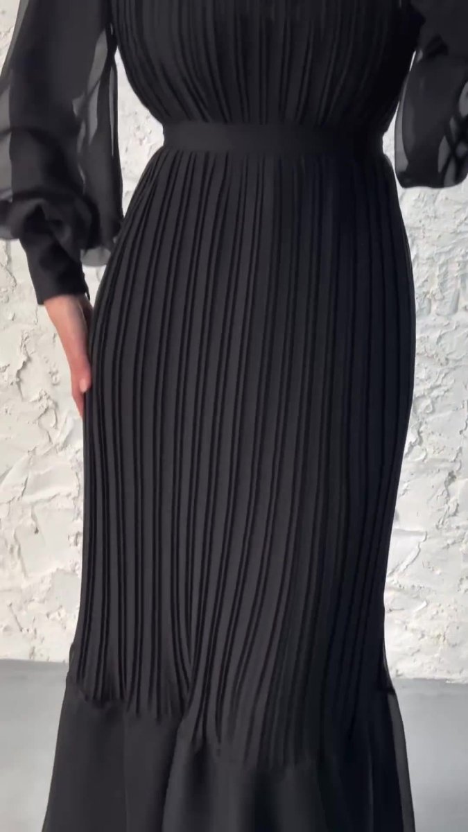 Elegant Lightweight Textured Long Skirt with Puff Sleeves Abaya Dress (MA201)
