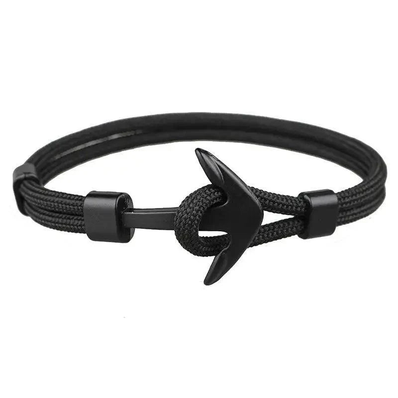Elegant Modern Handmade Stainless Steel Men Anchor Bracelet made of Nylon in Navy Blue Color For Man