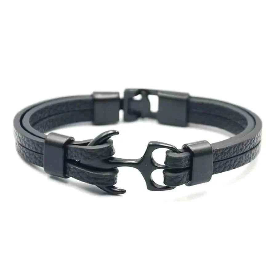 Elegant Modern Handmade Stainless Steel Men Anchor Bracelet made of Nylon in Navy Blue Color For Man