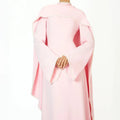 Elegant Pearl Embellished Cape Sleeve Evening Dress(MA337)