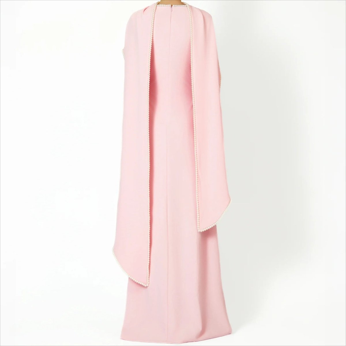 Elegant Pearl Embellished Cape Sleeve Evening Dress(MA337)