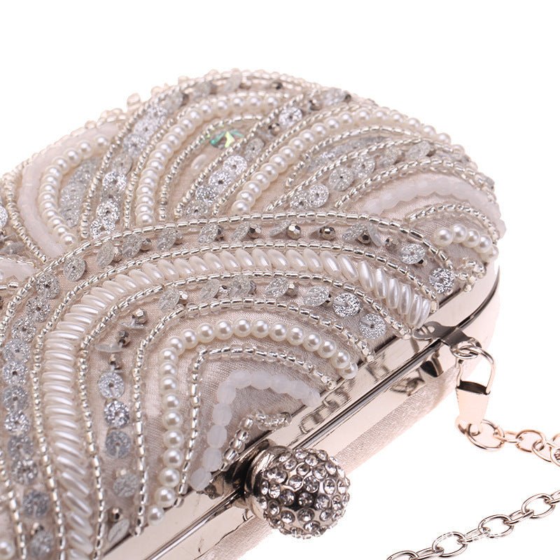 Elegant Pearl-Embellished Clutch Evening Bag for Weddings & Parties (MAC278)