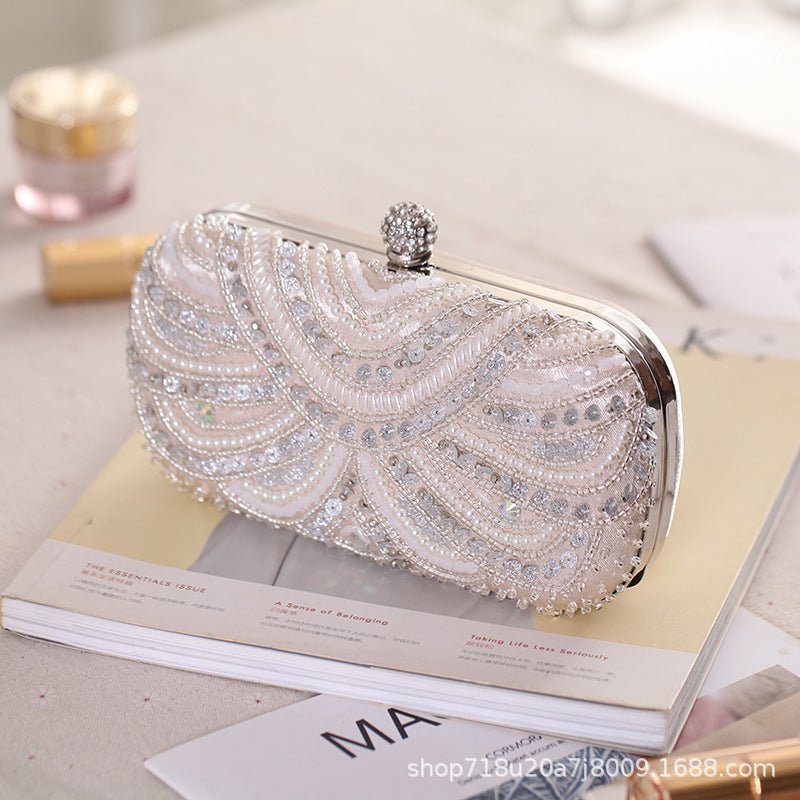Elegant Pearl-Embellished Clutch Evening Bag for Weddings & Parties (MAC278)