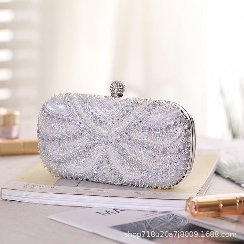 Elegant Pearl-Embellished Clutch Evening Bag for Weddings & Parties (MAC278)