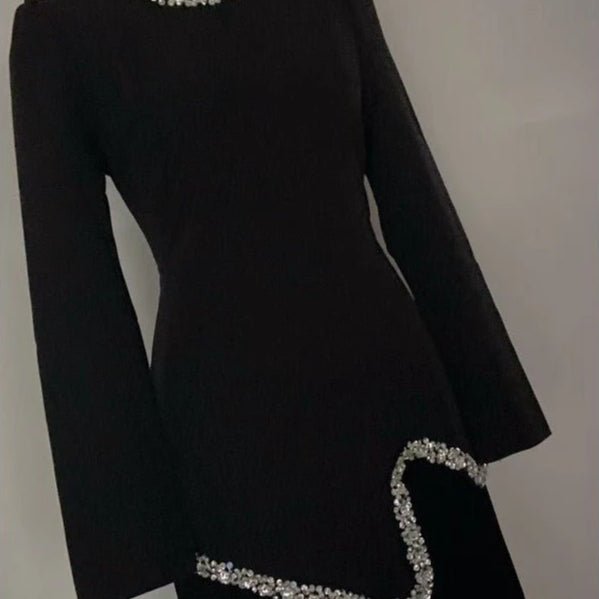 Elegant Pleated Abaya Dress with Diamond Embellished Collar & Waist | Modest Muslim Maxi Dress with Back Strap Detail(MA294)