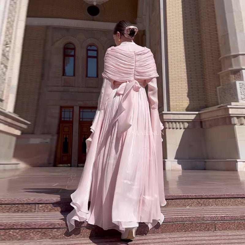 Elegant Pleated Maxi Dress with Slit(MS263)
