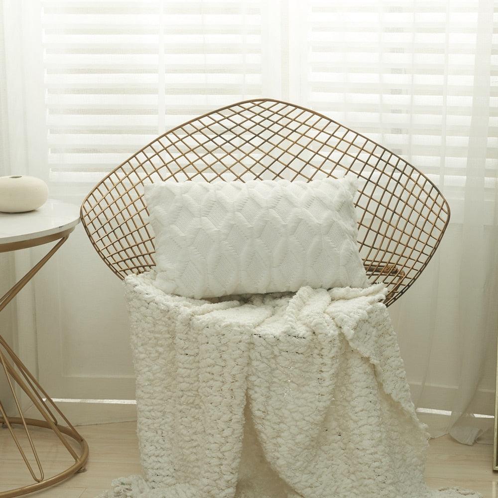 Elegant Plush Pillow Cover Geometric Soft Plush Short Wool Velvet Decorative Throw Pillow Covers Luxury Style Cushion Case Pillow Decorative Throw Pillow Case Soft Cozy Bed Cushion Cover Faux Fur Home Decor