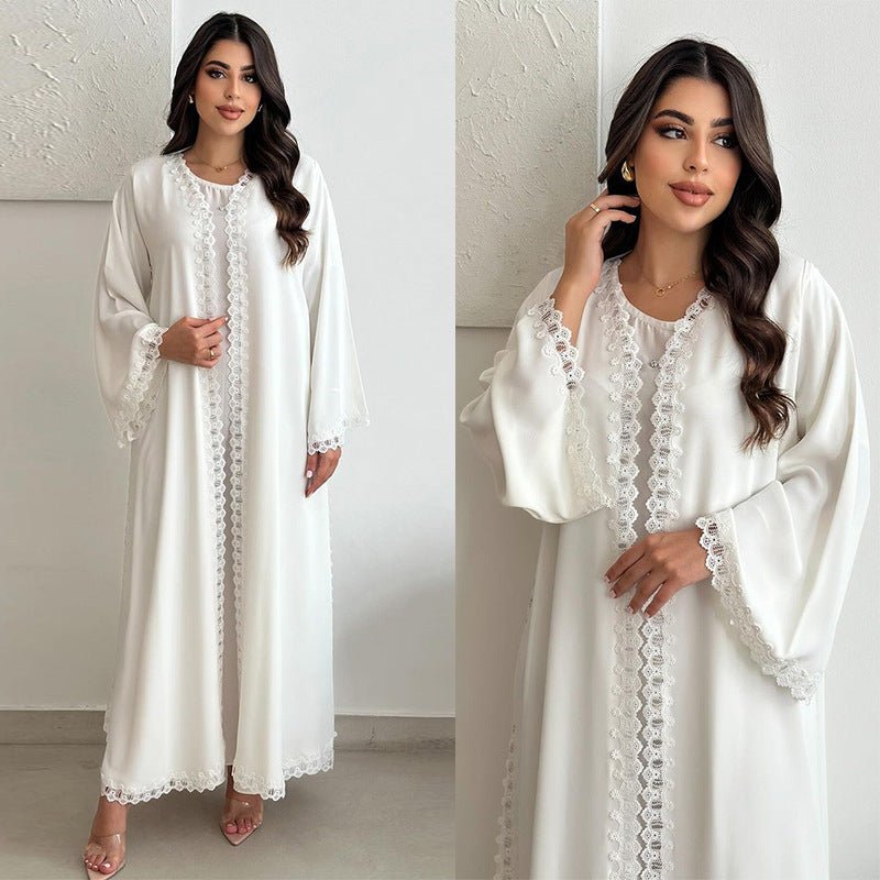 Elegant Prayer Dress with Floral Lace Detail (MOA285)