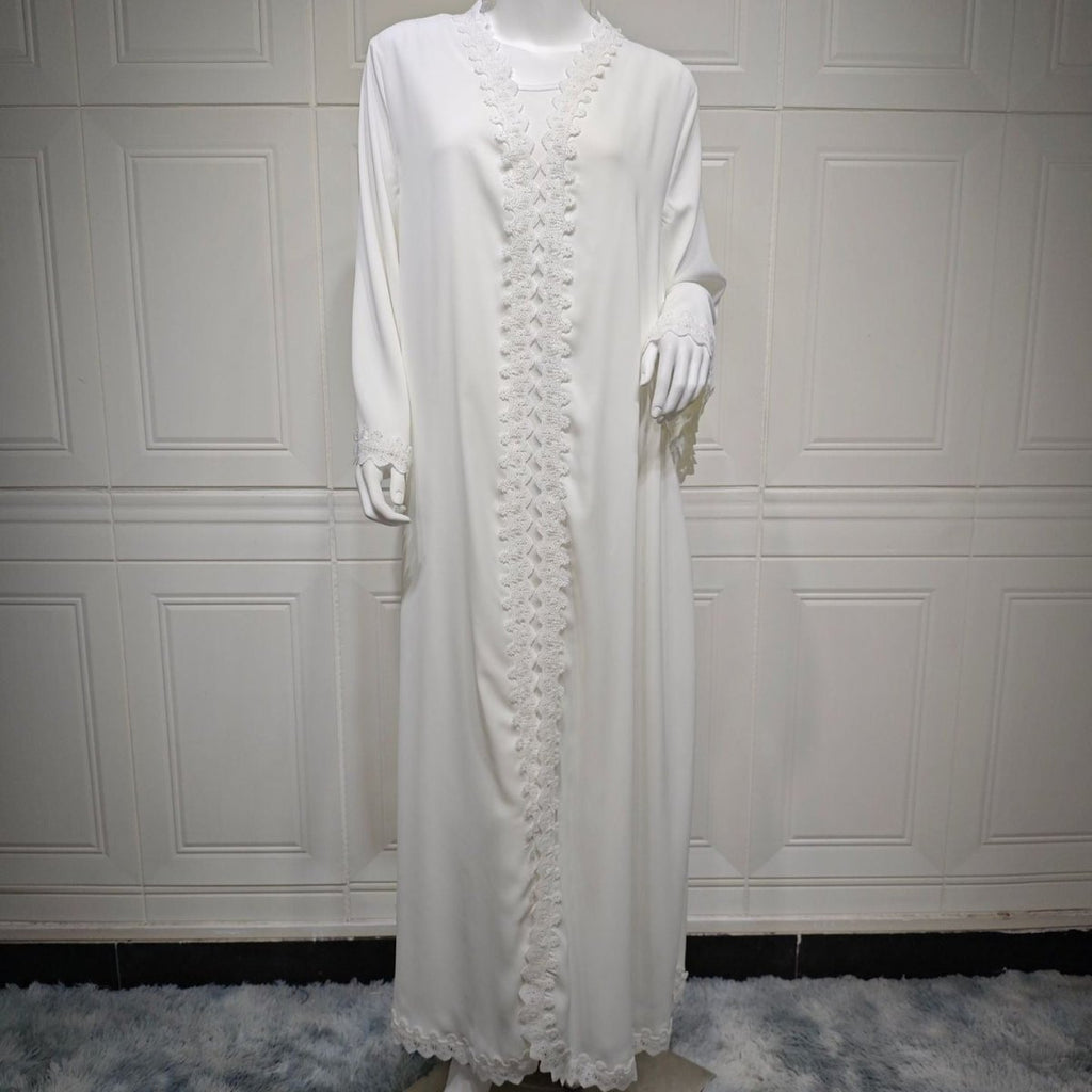 Elegant Prayer Dress with Floral Lace Detail (MOA285)