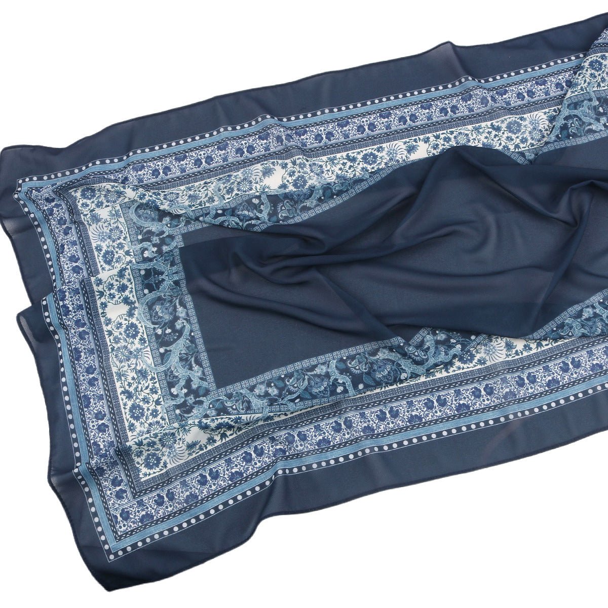 Elegant Printed Chiffon Hijab Scarf Bohemian Style Breathable Sun Protection Wrap (MH136)