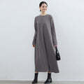 Elegant Round Neck A-Line Maxi Dress - Solid Color Modest Abaya with Pockets (MA310)