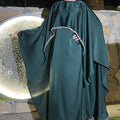 Elegant Satin Abaya with Rhinestone Cape | Luxurious Modest Evening Dress (MA327)
