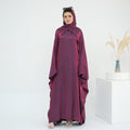 Elegant Shimmer Batwing Abaya Set with Hijab | Two-Piece Pullover Style Layered Look(MA315)
