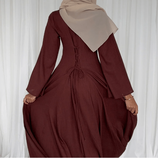 Solid Color Robe Abaya With Back-Tie | Dressing Gown Style Abaya with Flared Sleeves (MA215)