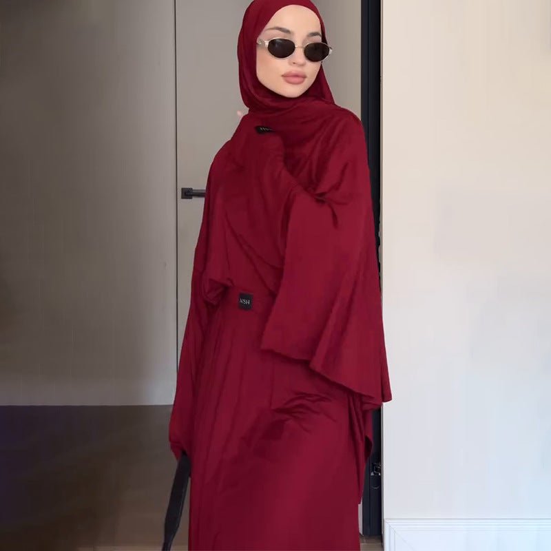 Elegant Solid Color Two-Piece Set | Side Slit Long Sleeve Top &  Pleated Skirt(MS135)